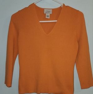Vintage Ann Taylor Loft Sweater V Neck size 8 pretty Coral Orange color